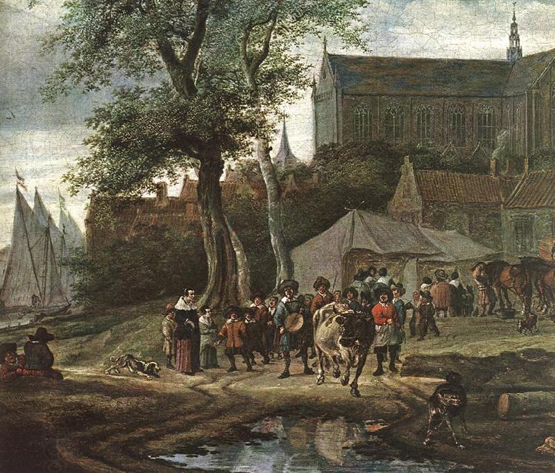 RUYSDAEL, Salomon van Tavern with May Tree (detail) af